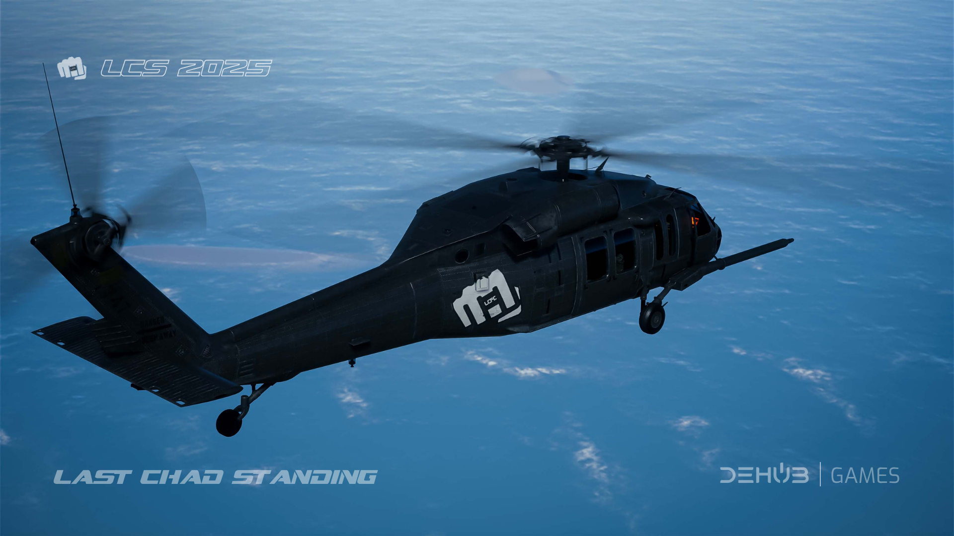 Helicopter dropping players onto the island